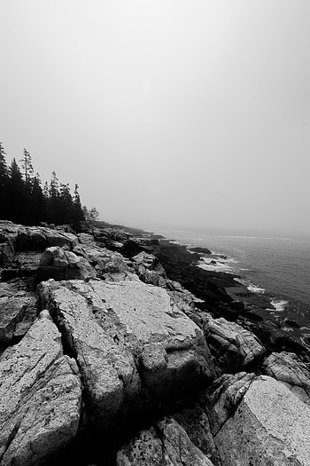 Nature, Rocks, Shore, Bank, Break, Precipice, Bw, Chb HD phone wallpaper