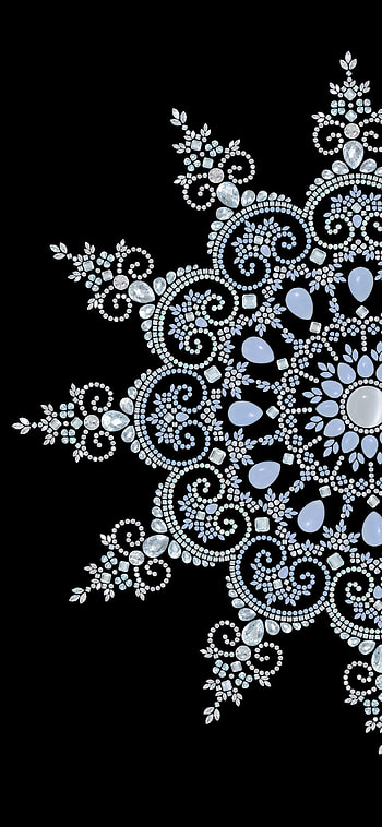 Snowflake, blue, gems, snow, black, winter, ice, snowflakes HD phone wallpaper