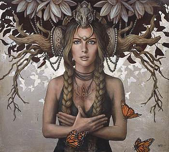 :), tree, butterfly, art, painting, sophie wilkins, pictura, girl HD wallpaper