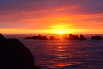 Nature, Sunset, Sea, Sun, Rocks, Horizon HD wallpaper