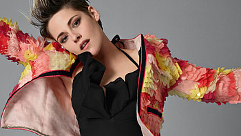 Kristen Stewart Girl Model With Boy Haircut Is Wearing Black Top And Colorful Overcoat Girls HD wallpaper