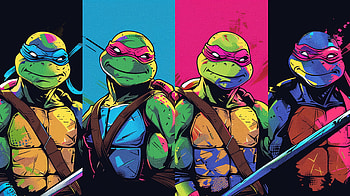 Colorful TMNT Heroes, Teenage Mutant Ninja Turtles, pop art, animation HD wallpaper