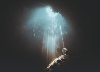 Sunbeams, cave, dark HD wallpaper