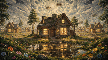 Cozy Cottage — Moonlit Retreat HD wallpaper
