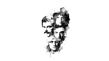 Queen Forever - Official Compilation Album Cover -, minimalist, paint, Black & White, Freddie Mercury HD wallpaper