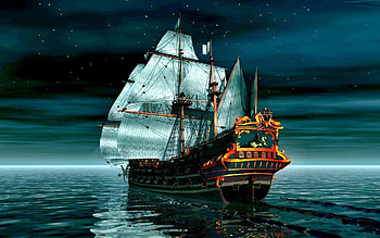 Boat night 3d ship ocean | | 50141 | UP HD wallpaper