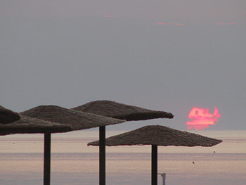 sunrise over the Black Sea, sea, nature, romania, sunrise HD wallpaper
