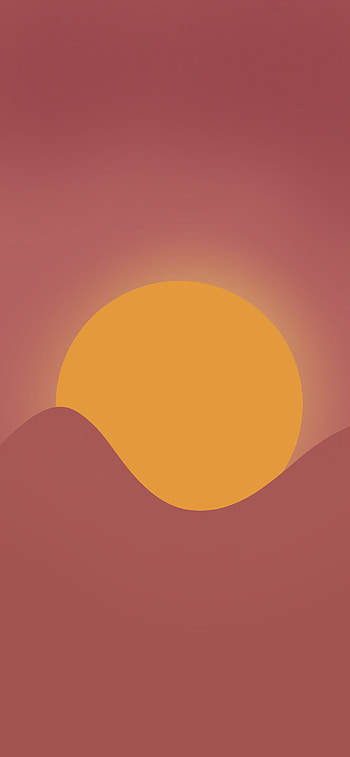 Minimalist Sunset Hill, yellow, sun, red, minimalist, artistic, sunset HD phone wallpaper
