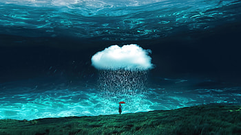Cloud Raindrops A Girl And Her Umbrella, artist, artwork, digital-art HD wallpaper