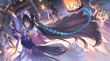Long Blue Hair Yun Jin Genshin Impact HD wallpaper