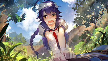Romantic saga of beauty and devil, anime girl, long hair, outdoor HD wallpaper