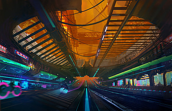 Art, Traffic, Movement, Cyberpunk, Sci-Fi, Overpass, Trestle HD wallpaper