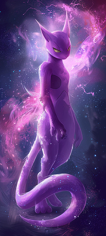 Mewtwo Cosmic Aura - Pokémon HD phone wallpaper