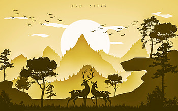 Deer Illustration 6, environment, landscape HD wallpaper