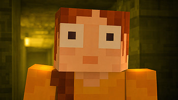Minecraft — Blocky Adventurer in Dim Corridor, Game Character HD wallpaper