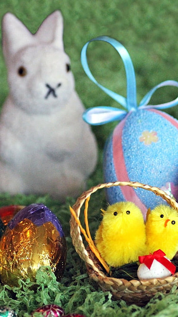 Easter, Egg Basket, baby duck HD phone wallpaper