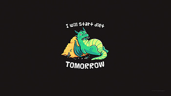 I Will Start Diet Tomorrow Funny Dragon , dragon, artist, artwork, digital-art, minimalist, minimalism HD wallpaper