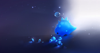 Blue dino, blue, fantasy, apofiss, luminos, bubble, dino HD wallpaper