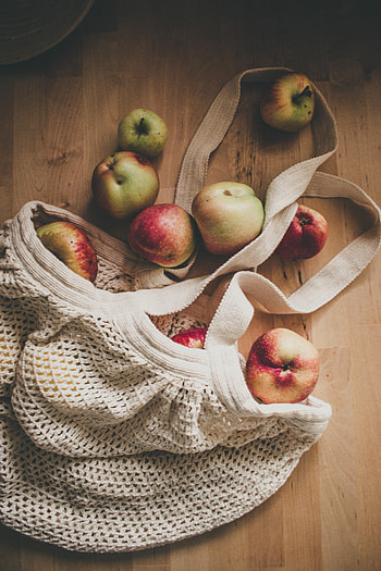 Food, Apples, Fruit, String Bag HD phone wallpaper