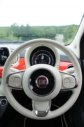 Luxury Fiat, Stylish steering wheel, High-quality ry, Italian automotive design HD phone wallpaper