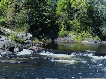 Summer Landscape, graphy, Summer, Rocks, Forest, Trees, Nature, River HD wallpaper