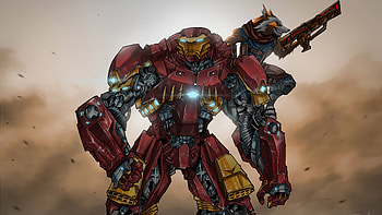 Iron Man In Hulkbuster Armor And Rocket Artwork, hulkbuster, iron-man, rocket-raccoon, superheroes, artist, artwork, digital-art, artstation HD wallpaper