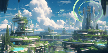 Futuristic Utopia City Landscape, futuristic city, utopia, fantasy, landscape, fantasy landscape HD wallpaper