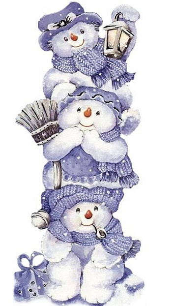 Three Stacked Snowmen, lantern, scarf, hat, artistic, snowman HD phone wallpaper