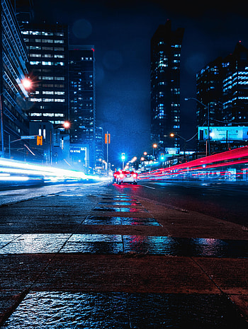 Auto, Dark, Road, Long Exposure, Night City HD phone wallpaper