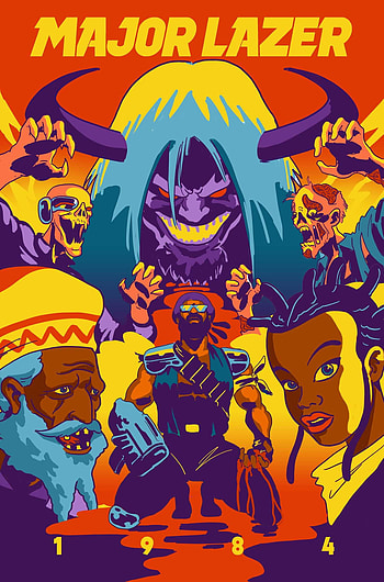 Major Lazer Year Negative, Captivating paperback, Comic-inspired visuals, Musical ride HD phone wallpaper