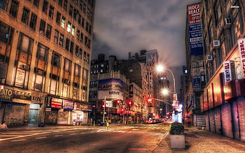 manhattan, street, building, car HD wallpaper