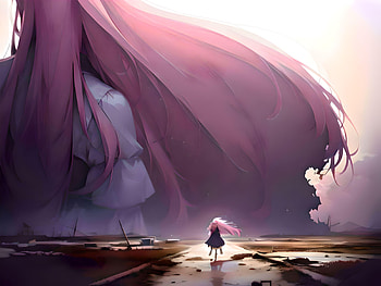 Girl walking on devastated land, AI Art, Anime, Original HD wallpaper