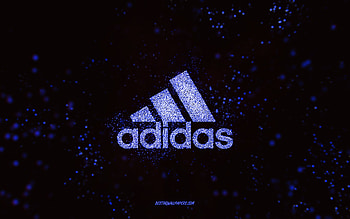 Adidas glitter logo, , black background, Adidas logo, blue glitter art, Adidas, creative art, Adidas blue glitter logo HD wallpaper