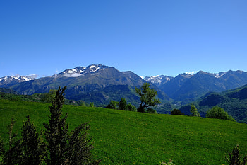 Nature, Grass, Sky, Mountains, Field HD wallpaper