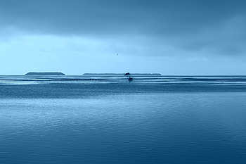 Sea, Twilight, Horizon, Minimalism, Dusk HD wallpaper