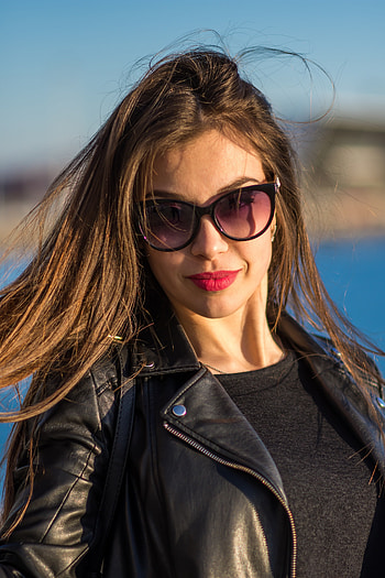 Brunette, girl model, smile, sunglasses HD phone wallpaper