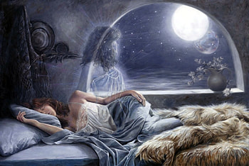 dreaming, abstract, moon, fantasy, dream HD wallpaper