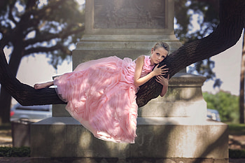Young Model ~ Julia Altork, model, dress, blonde, tree HD wallpaper