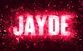 Happy Birtay Jayde, , pink neon lights, Jayde name, creative, Jayde Happy Birtay, Jayde Birtay, popular american female names, with Jayde name, Jayde HD wallpaper