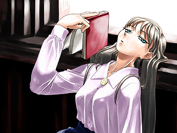 Hot, sexy, anime girl, book, aqua eyes, cute, beautiful, beauty HD wallpaper