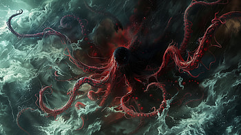 Mystical Red Octopus, octopus, ocean HD wallpaper