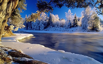 Landscape, Winter, Rivers HD wallpaper