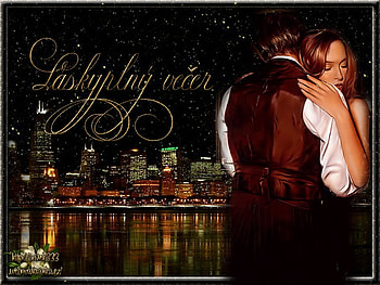 evening love, river, stars, city, love HD wallpaper