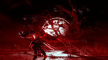 Stalker themed Volt Fashion Frame, red, Volt (Warframe), video game, Warframe HD wallpaper