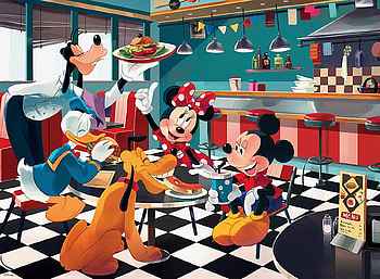 Bistro, fantasy, mickey mouse, minnie mouse, pluto, disney HD wallpaper