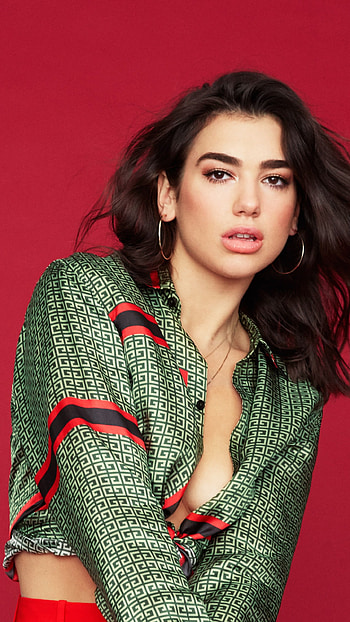 Very beautiful Dua, British, long hair, brown eyes, earrings, black hair, singer, music, Dua Lipa HD phone wallpaper
