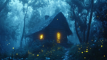 Enchanted Cabin in a Fantasy Forest -, fantasy landscape, cabin, magical forest HD wallpaper
