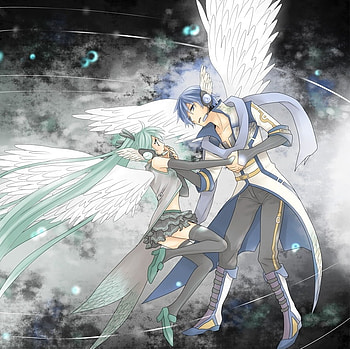 Vocaloid, flying, beautiful, angels HD wallpaper