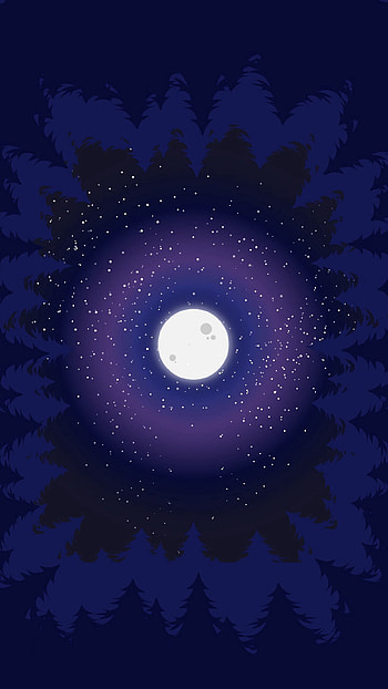 Trees, Art, Moon, Vector, Forest, Moonlight HD phone wallpaper