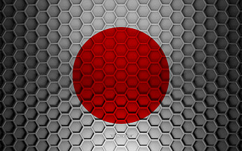 Japan flag, 3d hexagons texture, Japan, 3d texture, Japan 3d flag, metal texture, flag of Japan HD wallpaper